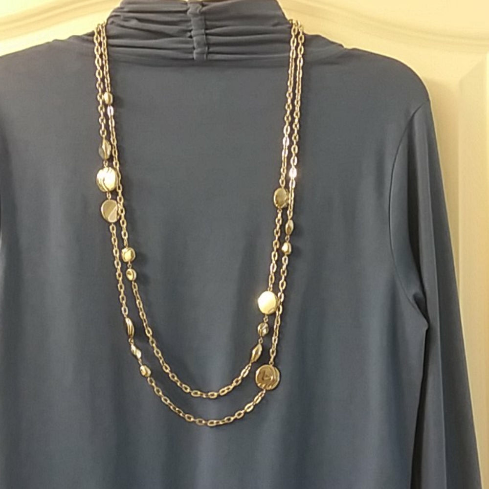 NWT CHICO'S DBL STRAND LONG SILVER NECKLACE 💖